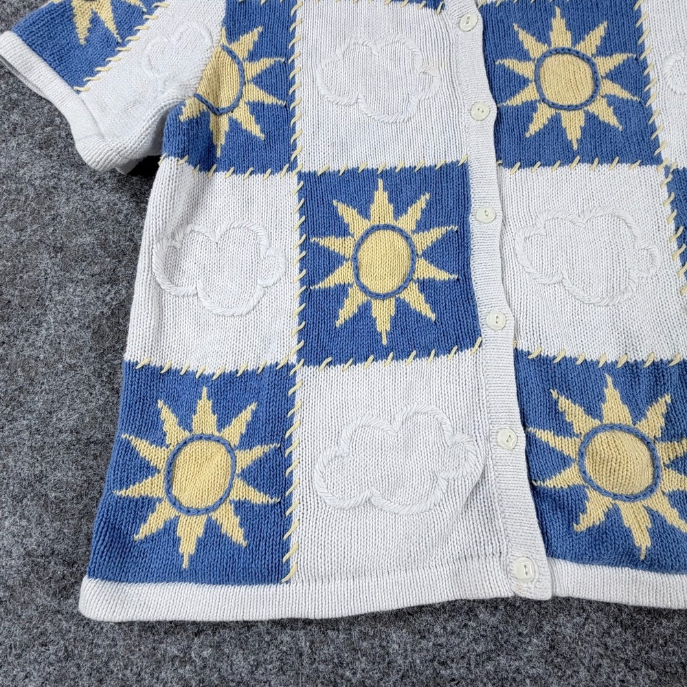 Christopher & Banks Cardigan Sweater Womens M Blue White Cloud Hand Embroidered - Picture 7 of 16